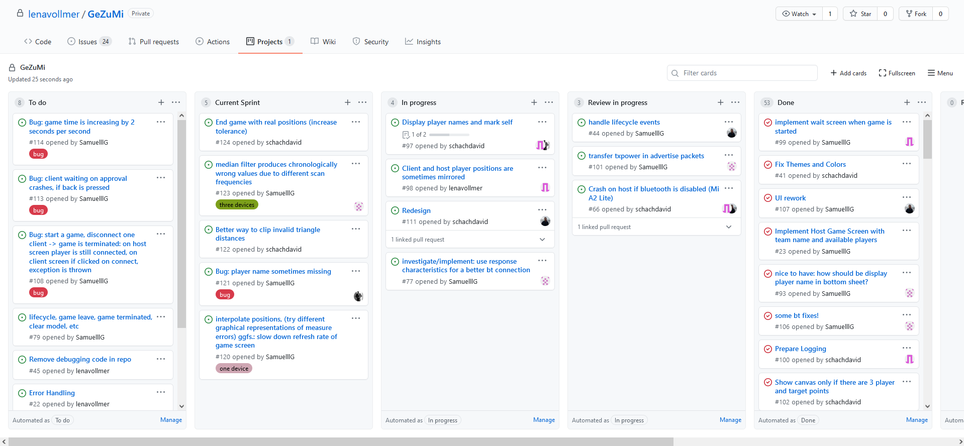 Github Projects board