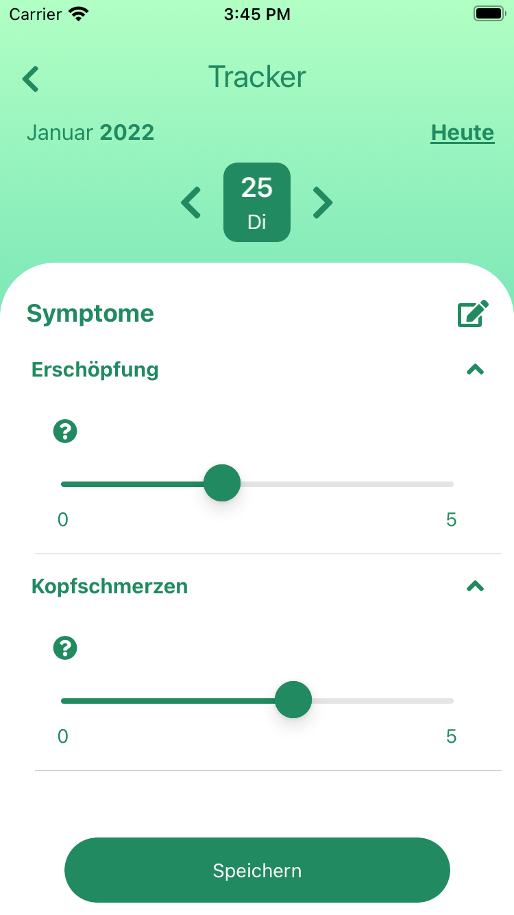 Symptom tracker view