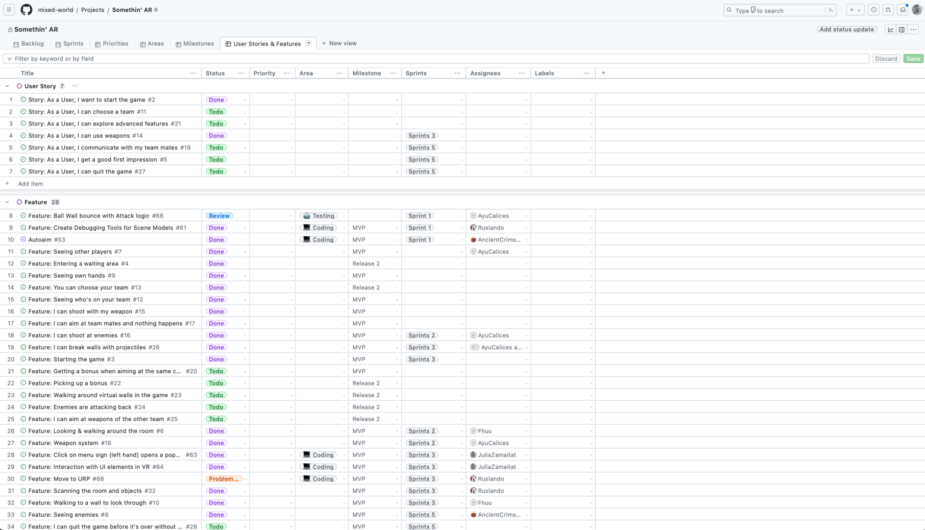 Picture of Github Project Board