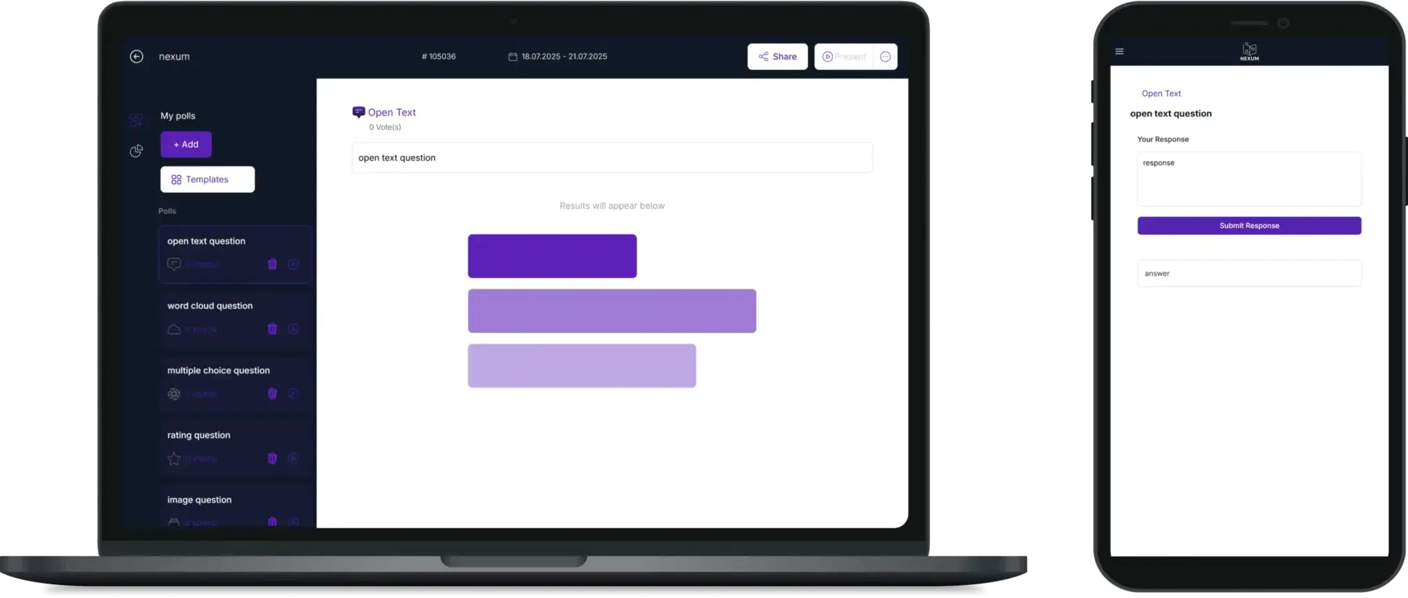 Open Text page for Host and Participant