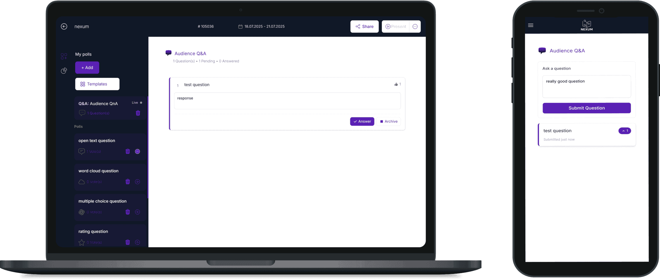 QnA page for Host and Participant