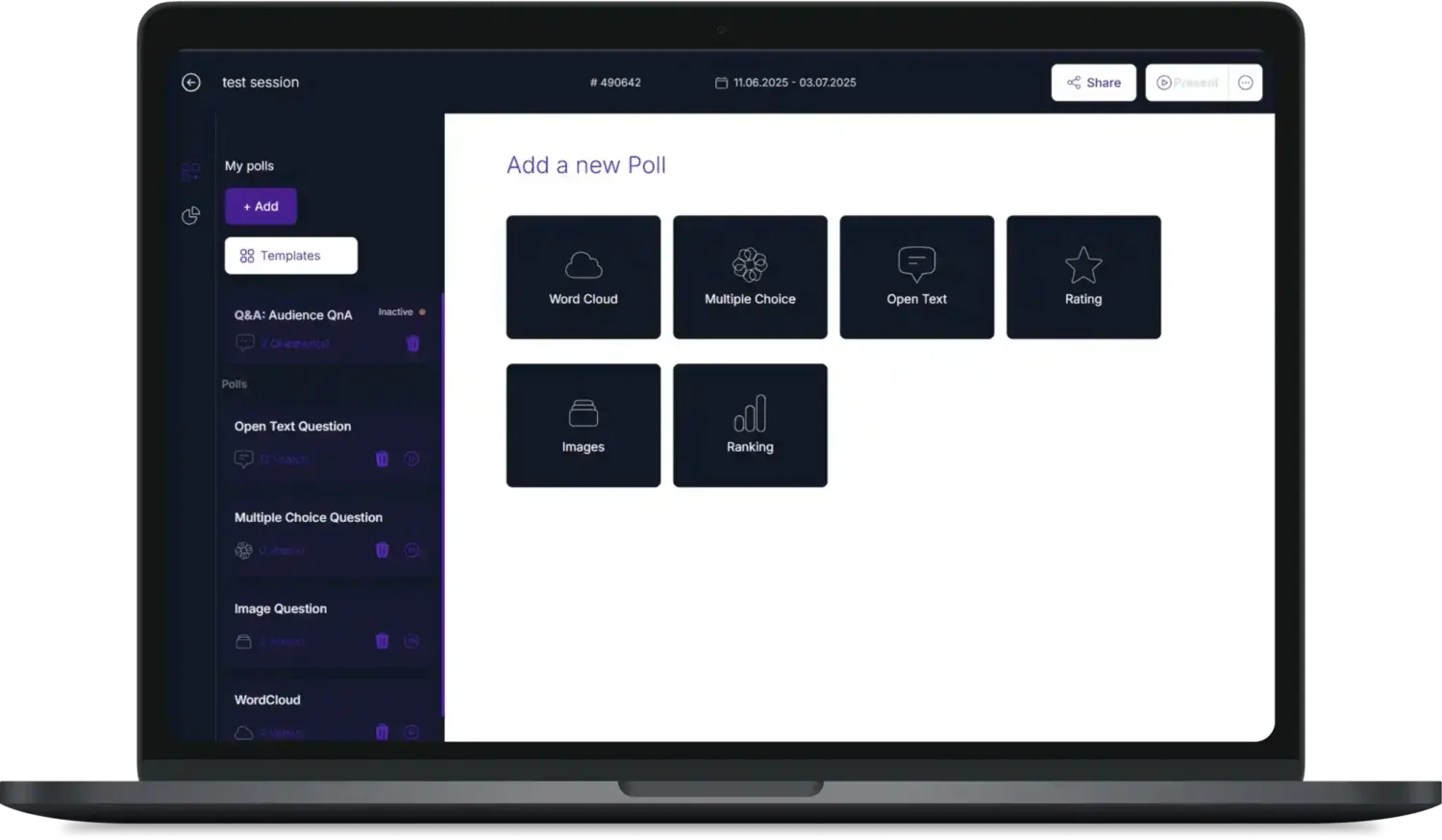 An example how a session can look