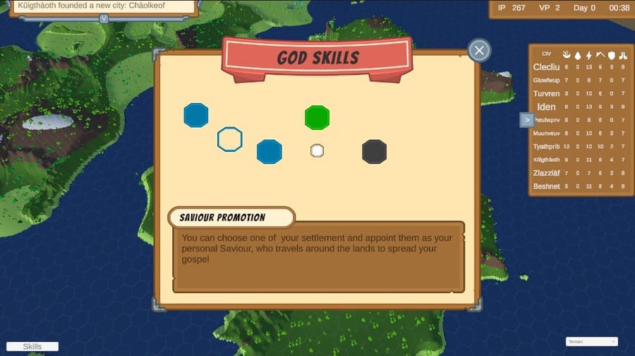 The UI and skill tree of the game.