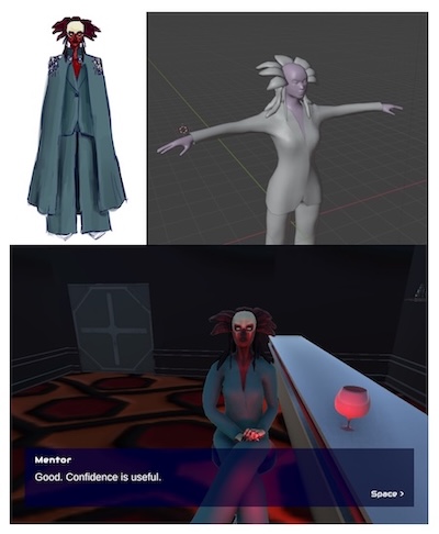 pictures of the design process of our mentor character