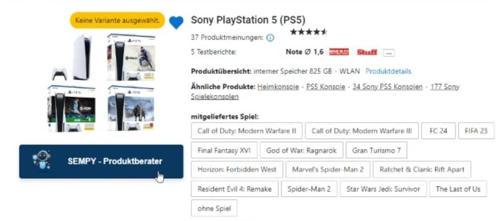 Screenshot vom Button