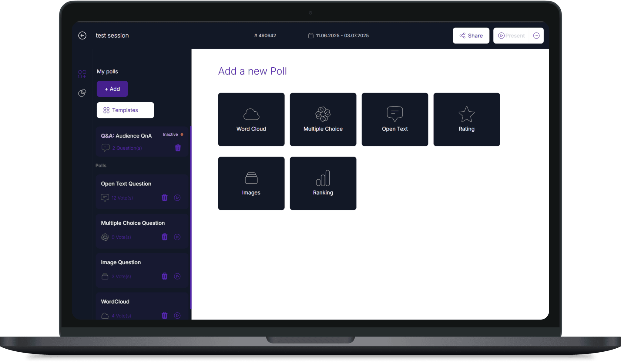 An example how a session can look