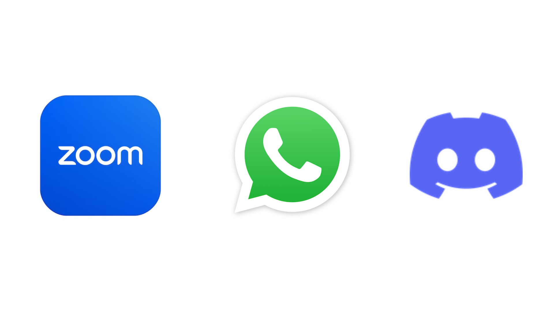 communication apps: Zoom, WhatsApp, Discord